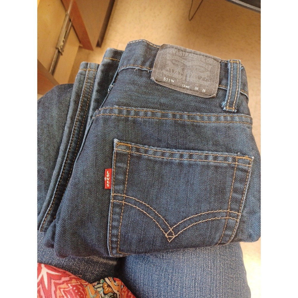 Levi's Kids 511 Slim 12R Adjustable Waistband 26 X 26 Dark Wash Boys Denim Jeans